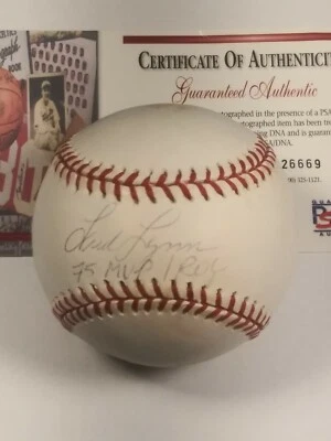 Fred Lynn Signed OML Baseball PSA/DNA Authenticated Boston Red Sox 75 MVP/ ROY - Image 1 of 4