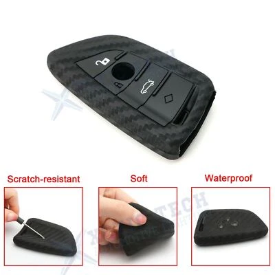 For BMW X1 X4 X5 530i 740i Carbon Fiber Style Soft Key Remote Pocket Fob Cover - Image 1 of 4