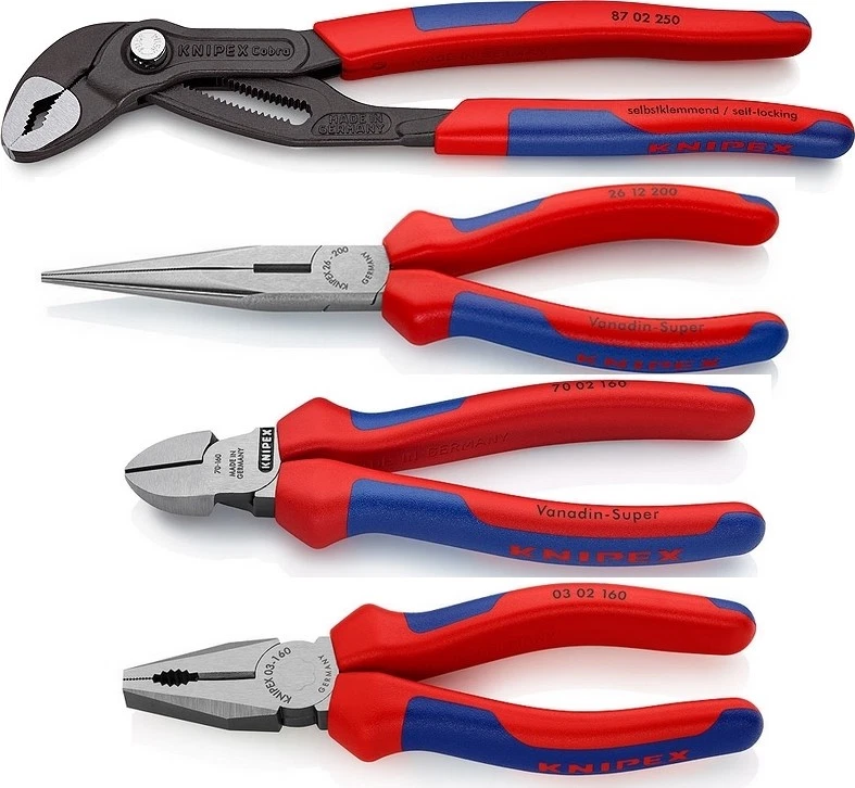 KNIPEX Zangensatz 4-teilig Zange Cobra Kombizange Seitenschneider Zangenset Satz - Bild 1 von 1