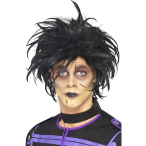 Perruque homme psycho Edward ciseaux mains noir The Cure robe fantaisie Halloween neuve - Photo 1 sur 1