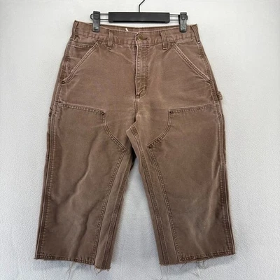 Vintage Carhartt Pants FIT 28x29 Cut Cropped Baggy Shorts Canvas Double knee 90s - Image 1 of 4