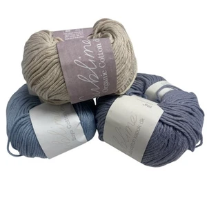 3 Skeins Assorted SUBLIME Yarn Lot | Cotton DK | Tan Blue - Picture 1 of 7