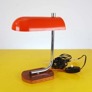 piccola lampada da tavolo anni 70 in metallo con base in legno - Bild 1 von 8