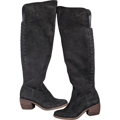 Lucky Brand Khlonn Over The Knee Bohemian Boho Black Leather Boots Size 7.5 - Image 1 of 4