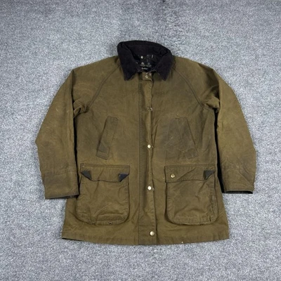 Chaqueta Barbour Mujer 12 Oliva Bellota Algodón Encerado Campo Pana Cuello Country Foto 1 de 4