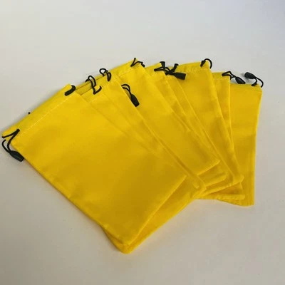 Paquete de 10 bolsas para gafas de sol amarillas con cordón - bolsas planas de almacenamiento de tela rígida Foto 1 de 4