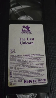The Last Unicorn 1985 VHS - No Original Case  - Image 1 of 2