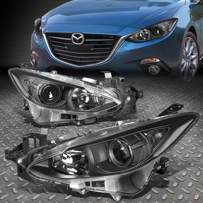 PARA 14-16 MAZDA 3 PARES CARCASA NEGRA TRANSPARENTE ESQUINA PROYECTOR FARO FARO Foto 1 de 4