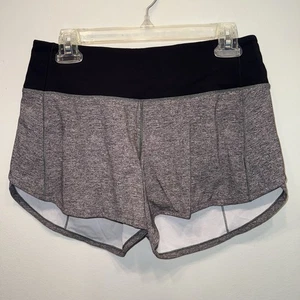 Lululemon Shorts Women’s 6 Tall Black Gray Run Speed Up Yoga Gym Sports - Picture 1 of 5