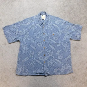 Camisa Hawaiana Banana Cabana Seda Para Hombres XXL Azul Palma Frondas Floral Abotonada - Imagen 1 de 11