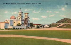Postal de colección: misión de San Xavier cerca de Tucson, Arizona - lino - sin publicar - Imagen 1 de 2