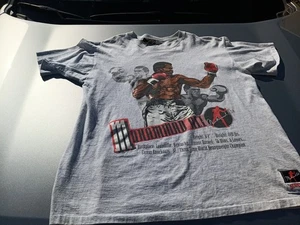 Vintage 1990’s Nutmeg Mills Muhammad Ali Stats T-Shirt Grey Large Rare - Bild 1 von 13