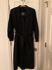 Women's Size 12 LONDON FOG Long Black TRENCH COAT W/ZIP-OUT Liner USED - Picture 1 of 6