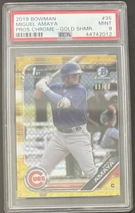 2019 Bowman Chrome MIGUEL AMAYA 1st Gold Refractor /50 RC Chicago Cubs PSA 9 - Picture 1 of 2