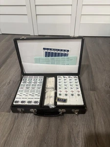 Vintage Chinesisches Mahjong Set Traditionelle Fliesen Mah-Jong Spiel Set mit Koffer Box - Bild 1 von 8