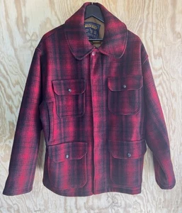 Woolrich Jacket Mens L Red Black Mackinaw 503 Buffalo Plaid Wool Chore Vintage - Picture 1 of 24