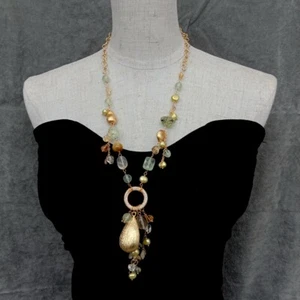 Collar semiprecioso natural prehnita verde perla cadena para mujeres joyería - Imagen 1 de 6