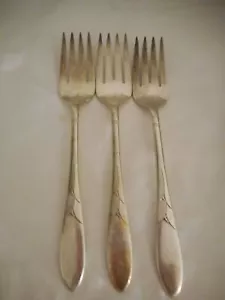 4 Oneida 1932 Lady Hamilton Französische Salatgabeln Art Deco Community Silber Teller - Bild 1 von 3