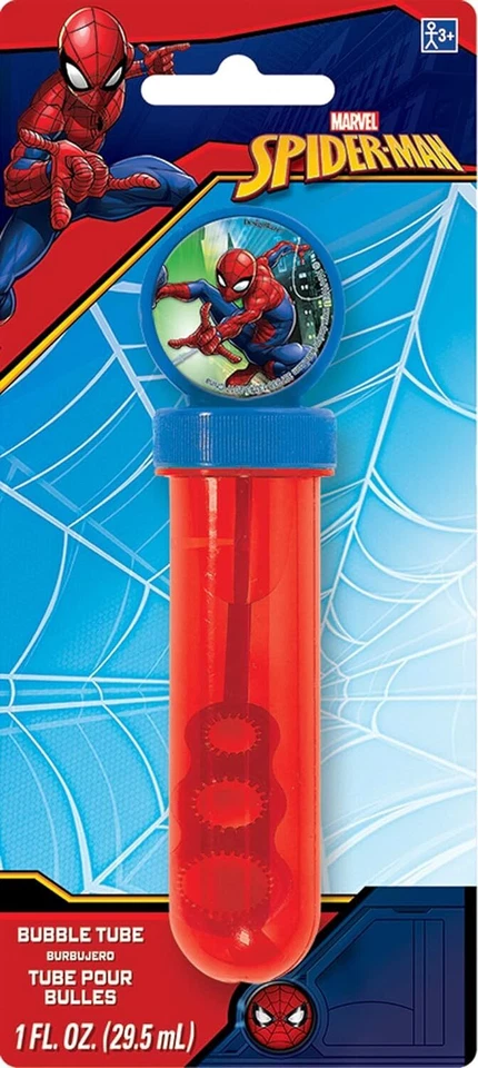 Spider-Man Marvel Superhéroe Niños Fiesta de Cumpleaños Favor 1 OZ Tubo de burbujas Foto 1 de 1