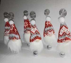 Lot Of 6 ~ NEW Christmas Gnome Table Place Card Or Photo Holders, Weighted ~ 9" - Picture 1 of 11