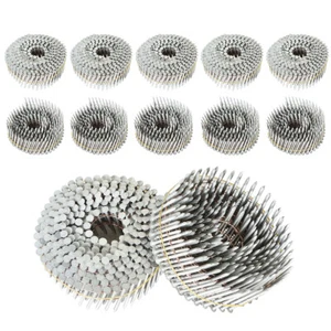 Clavos de revestimiento 1-3/4” × 0,092” bobina de alambre intercalado de 15 grados cabeza redonda completa 3600 piezas - Imagen 1 de 15