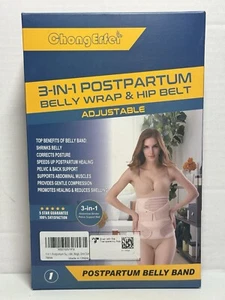 3-in-1 Postpartum Belly Wrap and Hip Belt Adjustable, Size Large, Beige - Picture 1 of 3