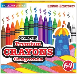 BAZIC 64 Ct. Premium Quality Color Crayon - Picture 1 of 1
