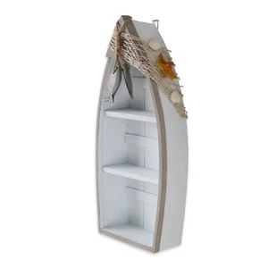 Strand Themen Ausstellungsboot mit 3 Regalen mit kleinem Fischstern Fisch Meeresschale - Bild 1 von 6