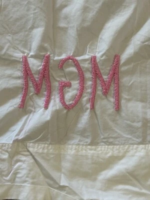 The company store MGM flat sheet Queen white Pink embroidery 100% SUPIMA cotton - Image 1 of 4