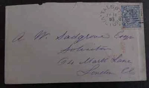1883 Victoria Australia 6d Ultramarine Laureate stamp on Cover TALBOT to London - Picture 1 of 2