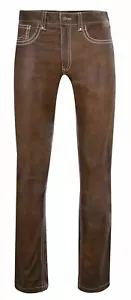 QUALITY Real Leather Brown 501 Style Pants Jeans MOST SIZES AVAILABLE - Picture 1 of 2