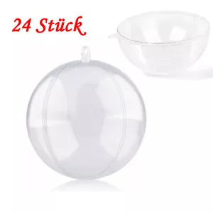 24x Weihnachtskugeln 8cm Acrylkugeln Christbaumkugeln Durchsichtig Transparent - Bild 1 von 6