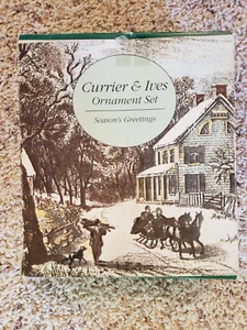 VINTAGE CURRIER & IVES ORNAMENT SET JAHRESZEITGRÜSSE 6-TEILIGES SET GLOCKEN - Bild 1 von 2