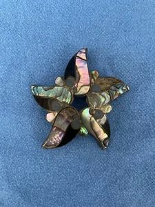 Sterling Silver Star-Shaped Brooch Mother-Of-Pearl Abalone Inlay Pendant Jewelry - Picture 1 of 10