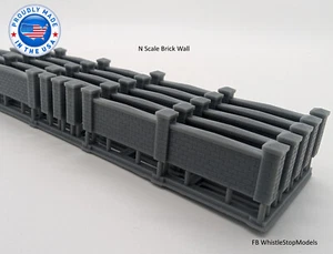 N Scale Brick Wall Fence - Picture 1 of 5