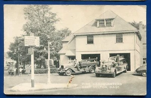 East Milton Massachusetts Mass Fire Station Headquarters old postcard - Picture 1 of 2