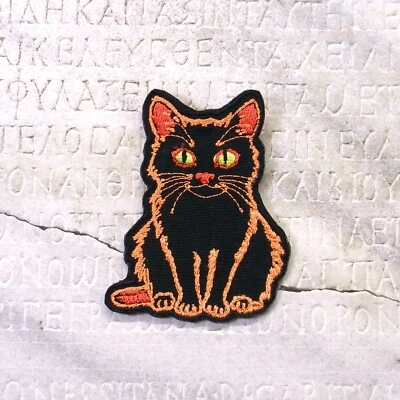 Spooky Halloween Black Cat Embroidered Iron On Patch (ALT) - Image 1 of 4