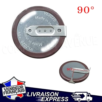 PIRABADI PILE BATTERIE POUR CLÉ BMW VL2020 3V TÉLÉCOMMANDE KEY FOB BROCHES À 90° (1990)