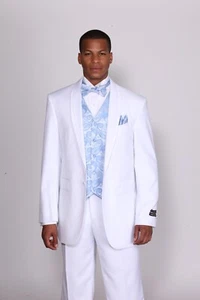 Men's Poly-Rayon Super Wool Feel Tuxedo One Button Design By Milano Moda T811 - Picture 1 of 2