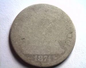 1874 FLECHAS SENTADAS LIBERTY DIME POBRE PO LOWBALL BONITA MONEDA ORIGINAL LOWBALL - Imagen 1 de 2