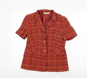 Berkertex Womens Red Plaid Viscose Basic Button-Up Size 10 Collared - Picture 1 of 10