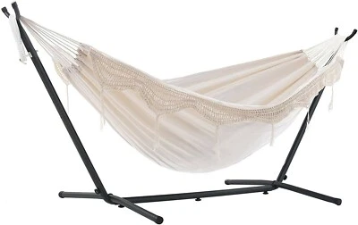 VIVERE C9POLY-13 Double Polyester Hammock with Space Saving Steel Stand - Image 1 of 4