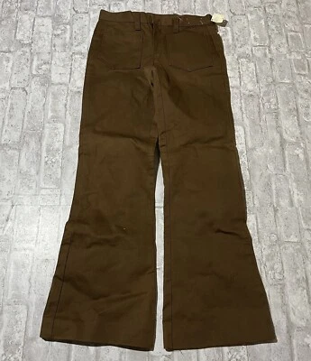 NOS Vintage 1970s Bush Pants Flared Bell Bottom Size 30x31 Brown AU6 - Image 1 of 4