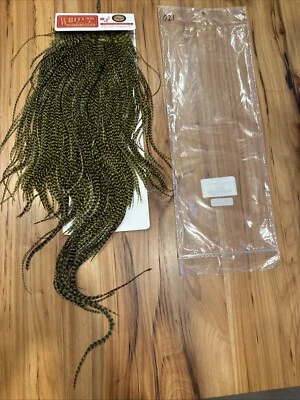 Sillín Hackle de bronce Whiting Farms: oliva teñido de gris 021 Foto 1 de 3