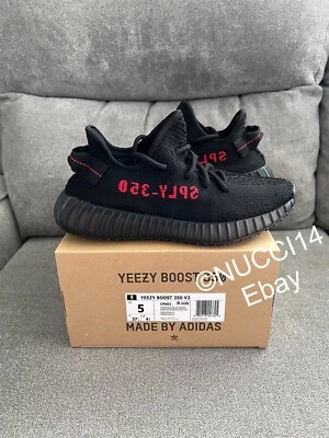 Nuevo Adidas Yeezy 350 Boost V2 Bred Negro Rojo Talla 5 con Recibo CP9652 Foto 1 de 4