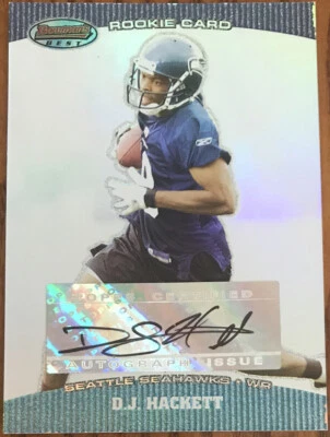 2004 Bowman’s Best Rookie Autograph D.J. Hackett #157 Seattle Seahawks - Image 1 of 2