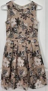 Aidan Mattox Women’s Dress Size 4 Sequin Embroidered Floral Nude Beige - Picture 1 of 24