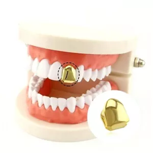 Hip Hop 14K Gold Plated Single Tooth Solid Grillz Grill Cap with Mold Kit USA - Picture 1 of 3