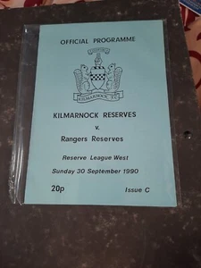 Kilmarnock v Rangers Reserve League West Programme September 1990 - Picture 1 of 1