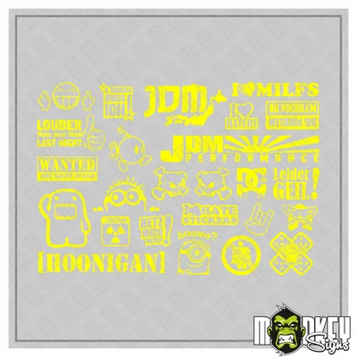 25x JDM Drifter Sticker Set Aufkleber Tuning Racing RC Modellbau gelb - Bild 1 von 2